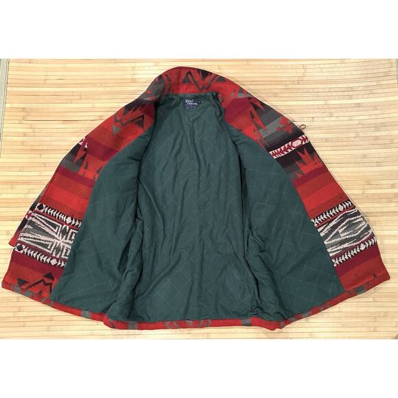 Vintage Ralph Lauren Polo Aztec Navajo Wool Jacket Quilted Inside RARE Sz Large - Picture 8 of 11